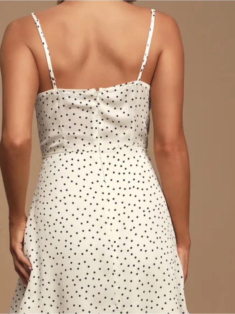 Lulu’s White Polka Dot Mini Dress size S 90s chic retro spring preppy graduation - Picture 15 of 15